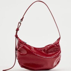 Zara Rouched Patent Shoulder Bag